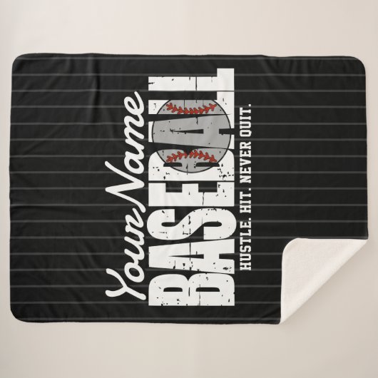 Retro Baseball ADD NAME Pinstripe Team Player Sherpadecke (Vorderseite (Horizontal))