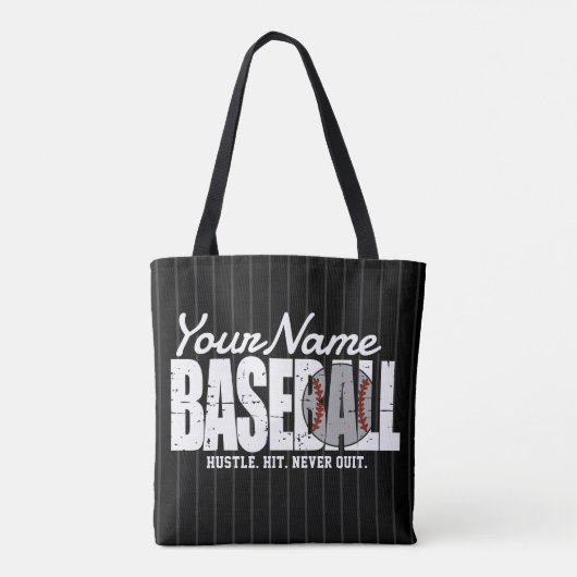 Retro Baseball ADD NAME Pinstripe Team Player Tasche (Rückseite)