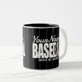 Retro Baseball ADD NAME Pinstripe Team Player Zweifarbige Tasse (VorderseiteRechts)