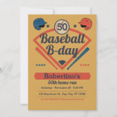 Retro Baseball B-Day Men's 50th Birthday Einladung (Vorderseite)