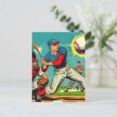 Retro Baseball-Comic Postkarte (Stehend Vorderseite)