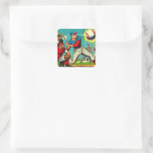 Retro Baseball-Comic Quadratischer Aufkleber (Tasche)