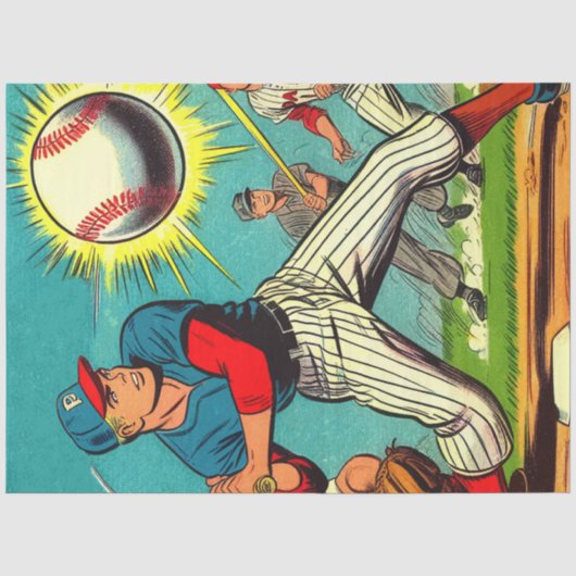 Retro Baseball-Comic Seidenpapier (Vorderseite)