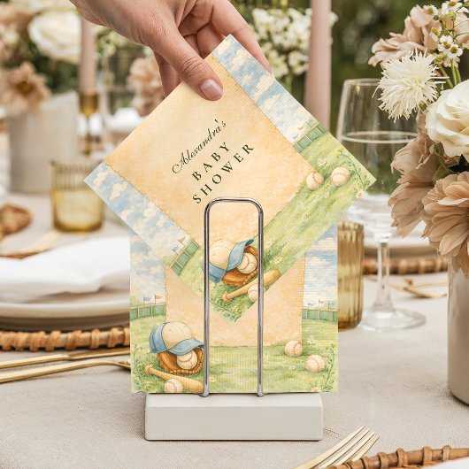 Retro Baseball Field Baby Shower Serviette