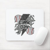 Retro Baseball Game Day Checked Leopard Baseball Mousepad (Mit Mouse)