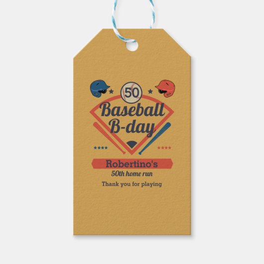 Retro-Baseball-Geburtstag Herren 50. Geburtstag Geschenkanhänger (Vorderseite)