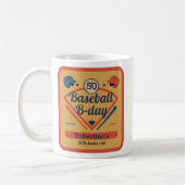 Retro-Baseball-Geburtstag Herren 50. Geburtstag Kaffeetasse (Links)