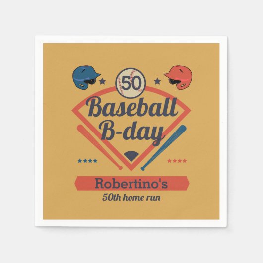 Retro Baseball Geburtstag Männer 50. Geburtstag Serviette (Vorderseite)