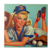 Retro Baseball Girl Fliese (Vorderseite)