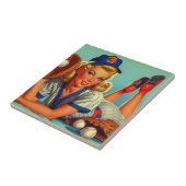 Retro Baseball Girl Fliese (Seite)