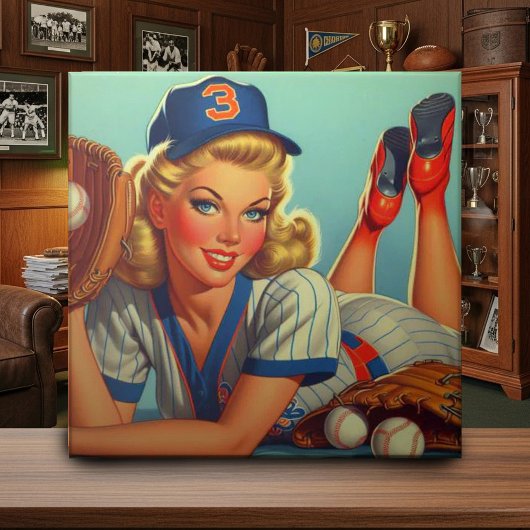 Retro Baseball Girl Fliese