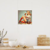 Retro Baseball Girl Painting Poster (Küche)