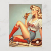 Retro Baseball Girl Painting Postkarte (Vorderseite)