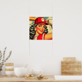 Retro Baseball Girl Poster (Küche)