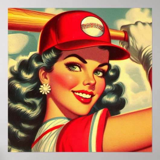 Retro Baseball Girl Poster (Vorne)