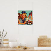 Retro Baseball Girl Poster (Küche)