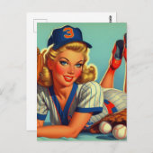 Retro Baseball Girl Postkarte (Vorne/Hinten)
