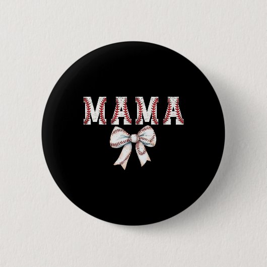 Retro Baseball Mama Bow Baseball Mama Bow Niedlich Button (Vorderseite)