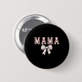 Retro Baseball Mama Bow Baseball Mama Bow Niedlich Button (Vorne & Hinten)