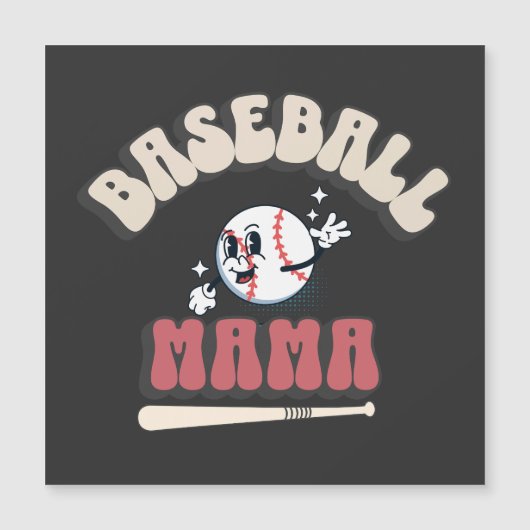 Retro Baseball Mama Magnetkarte (Vorderseite)