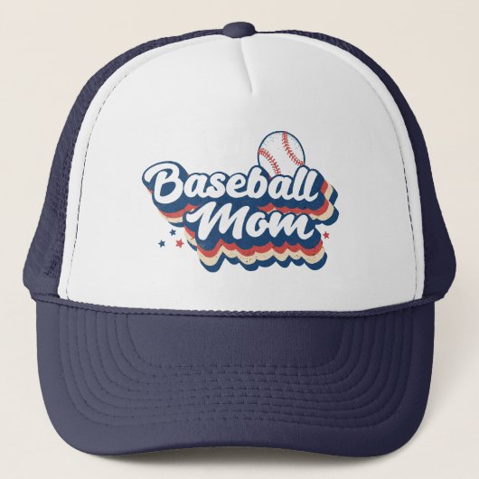 Retro Baseball Mama Trucker Hat Truckerkappe (Vorderseite)