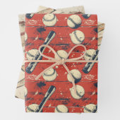 Retro-Baseball-Muster Geschenkpapier Set (Beispiel)