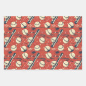Retro-Baseball-Muster Geschenkpapier Set (Vorderseite)