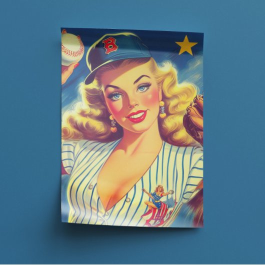 Retro-Baseball-Pin-up Seidenpapier