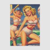 Retro-Baseball-Pin-ups Seidenpapier (Vorderseite)