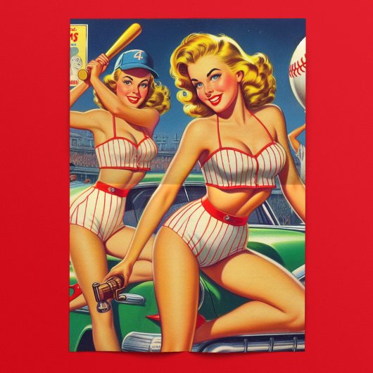 Retro-Baseball-Pin-ups Seidenpapier