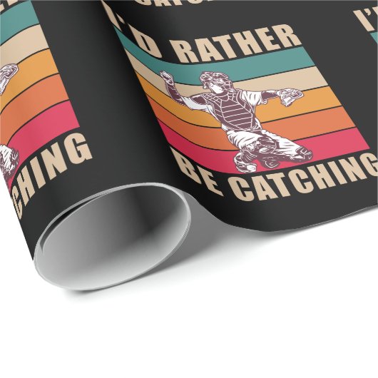 Retro Baseball Player Kids Softball Catcher Son Geschenkpapier (Rolleneckpunkt)