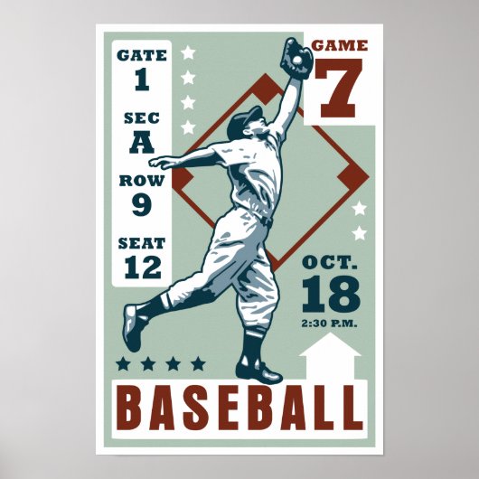 Retro-Baseball-Poster Poster (Vorne)