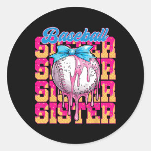 Retro Baseball Sister Ice Creme Tropfen Coquette B Runder Aufkleber