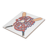 Retro-Baseball-Softball-Fan-Design Fliese (Seite)
