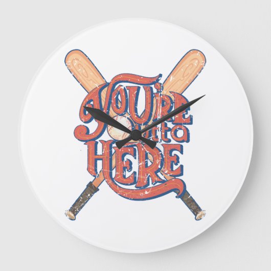Retro-Baseball-Softball-Fan-Design Große Wanduhr (Vorderseite)