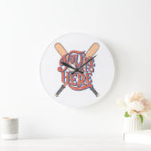 Retro-Baseball-Softball-Fan-Design Große Wanduhr (Zuhause)