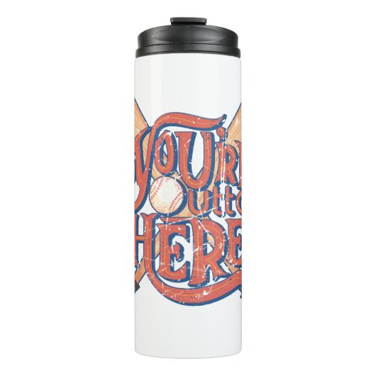 Retro-Baseball-Softball-Fan-Design Thermosbecher (Vorderseite)