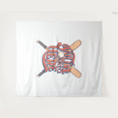 Retro Baseball Softball-Lüfterdesign Wandteppich (Vorderseite (Horizontal))