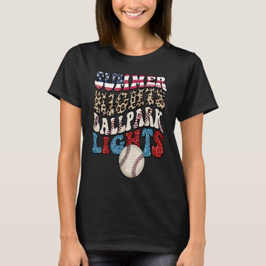 Retro Baseball Sommerabende T-Shirt (Vorderseite)