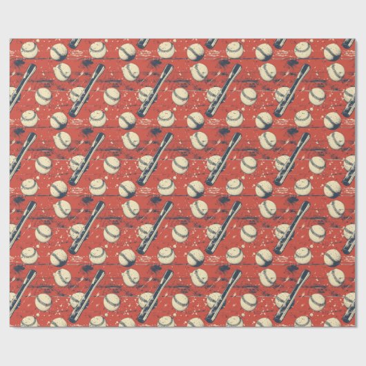 Retro Baseball Strike Geschenkpapier (Flach)