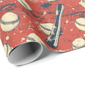 Retro Baseball Strike Geschenkpapier (Rolleneckpunkt)