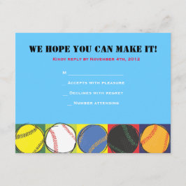 Retro Baseball Themed Bar Bat Mitzvah Antwortkarte RSVP Karte