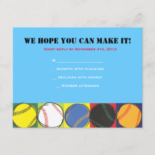 Retro Baseball Themed Bar Bat Mitzvah Antwortkarte RSVP Karte