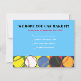 Retro Baseball Themed Bar Bat Mitzvah Antwortkarte RSVP Karte