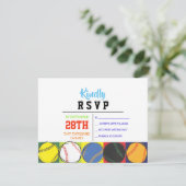 Retro Baseball Themed Bar Bat Mitzvah Antwortkarte RSVP Karte (Stehend Vorderseite)