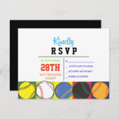Retro Baseball Themed Bar Bat Mitzvah Antwortkarte RSVP Karte (Vorne/Hinten)