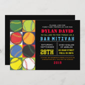 Retro Baseball Themed Bar Bat Mitzvah Einladung (Vorne/Hinten)