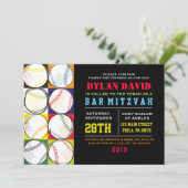 Retro Baseball Themed Bar Bat Mitzvah Einladung (Stehend Vorderseite)