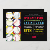 Retro Baseball Themed Bar Bat Mitzvah Einladung (Vorne/Hinten)