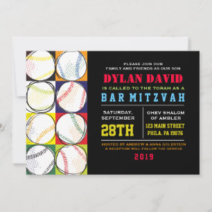 Retro Baseball Themed Bar Bat Mitzvah Einladung